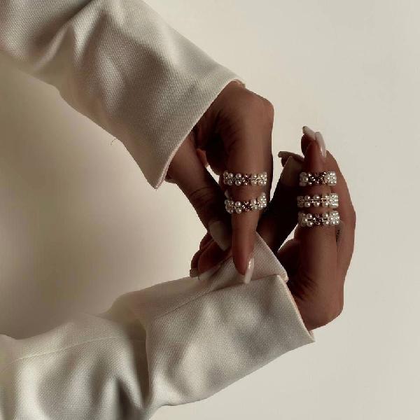 انگشتر طلا مروارید و گوی